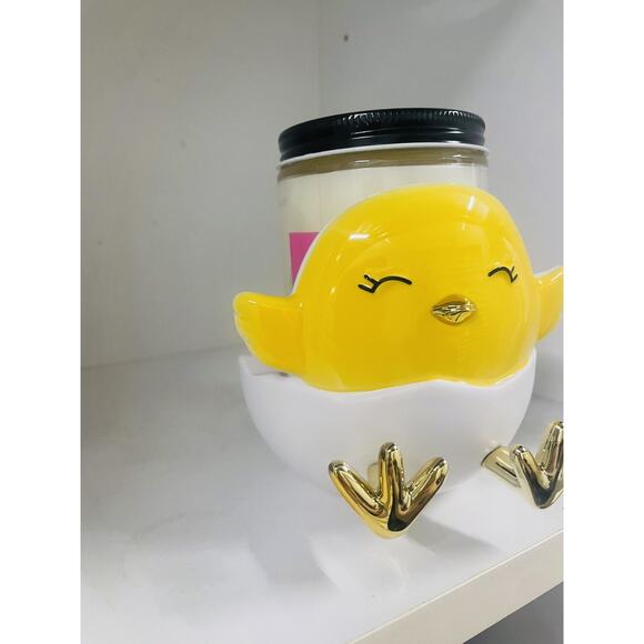 BATH & BODY WORKS GOLD FEET EGG CHICK SINGLE WICK CANDLE HOLDER EASTER - Picture 2 of 3
